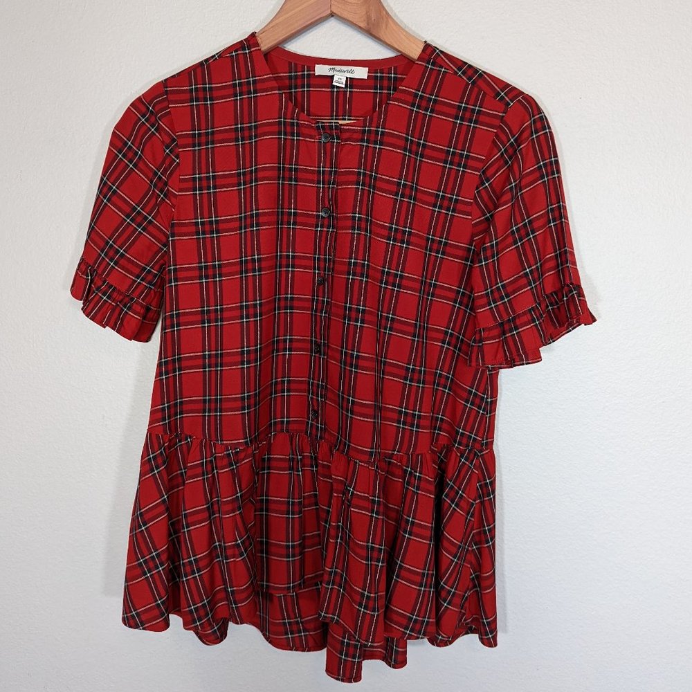 Madewell Studio Ruffle-hem Top in Clanton Plaid